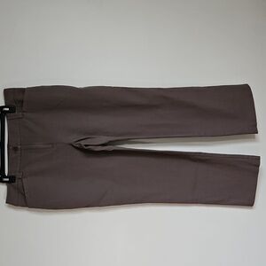 Chico's SZ14 Flat Front Brown Straight Leg Pant Office Career Pockets Minimalist